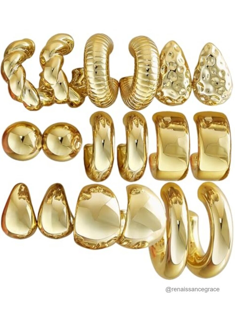 36 Pairs Gold Hoop Earrings Set for Women, Hypoallergenic Alloy Earring Pack